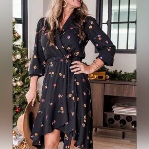 CAbi Divine Dress Floral Wrap Dress #4391 Sz Medium